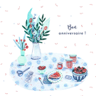 Table festive et fleurs pour un anniversaire